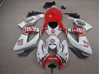 Abs Kit Completos Carenagem Moto GSXR 1000 K5 2005-2006 - Branco Lucky Strike Vermelho Motul