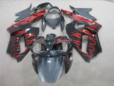 Abs Kits Completos Carenagem Moto ZX6R 2007-2008 - Preto Vermelho Chama