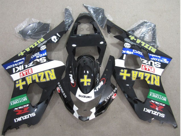 Abs Moto Plástico GSXR 600 K4 2004-2005 - Preto Amarelo Rizla