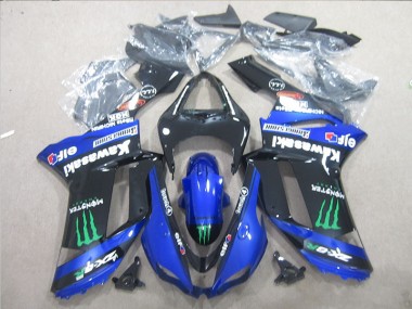 Abs Moto Plásticos ZX6R 2007-2008 - Preto Azul Verde Monster