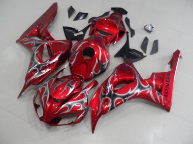 Carenagem Moto CBR 1000RR 2006-2007 - Vermelho & Preto Cinzento Chama