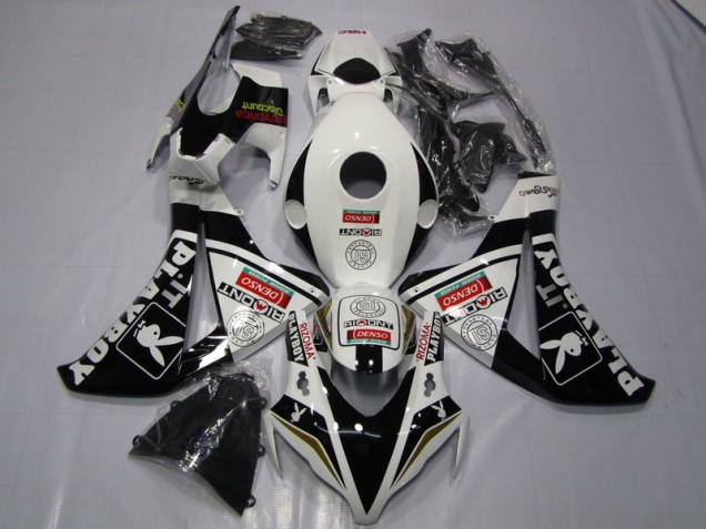 Carenagem Moto CBR 1000RR 2008-2011 - Preto Branco Denso Playboy