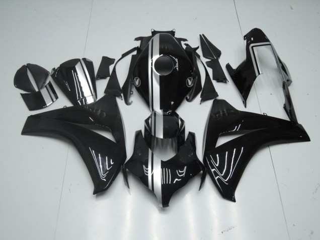 Carenagem Moto CBR 1000RR 2008-2011 - Preto Brilhante & Prata Listra