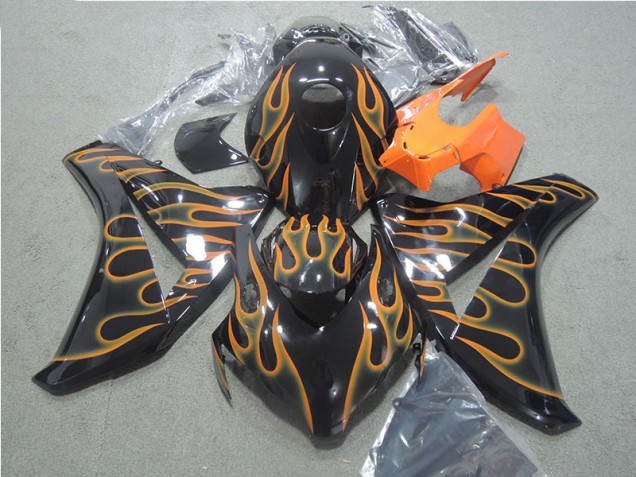 Carenagem Moto CBR 1000RR 2008-2011 - Preto Laranja Chama