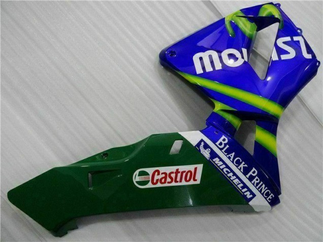Carenagem Moto CBR 600RR 2003-2004 - Azul Verde Movistar Castrol Carenagem Moto CBR 600RR 2003-2004 - Azul Verde Movistar Castrol