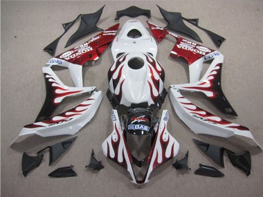 Carenagem Moto CBR 600RR 2007-2008 - Branco Vermelho Chama Tubarão
