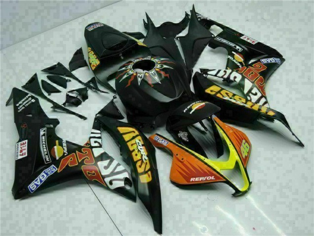 Carenagem Moto CBR 600RR 2007-2008 - Preto Amarelo Repsol 46