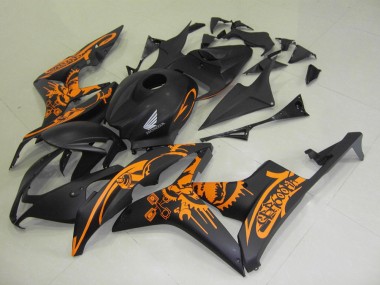 Carenagem Moto CBR 600RR 2007-2008 - Preto Fosco Laranja Adesivo