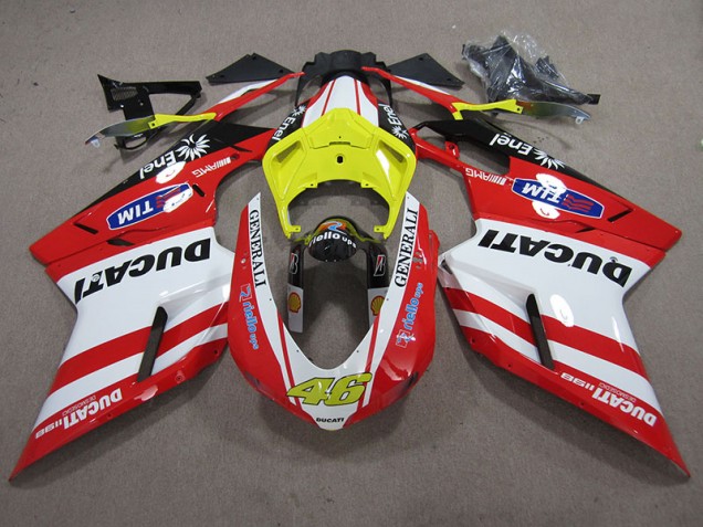 Carenagem Moto Ducati 1098 2007-2014 - Vermelho Branco Generali 46