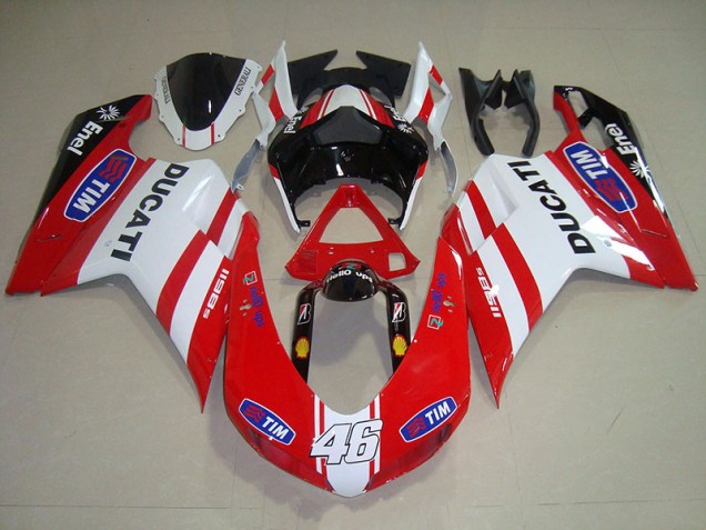 Carenagem Moto Ducati 1098 2007-2014 - Vermelho Branco Tim 46 Carenagem Moto Ducati 1098 2007-2014 - Vermelho Branco Tim 46