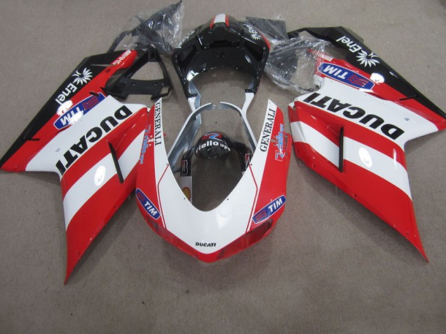 Carenagem Moto Ducati 1098 848 2007-2014 - Vermelho Branco Generali Tim