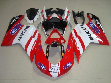 Carenagem Moto Ducati 848 1098 1198 2007-2014 - Vermelho Branco 46