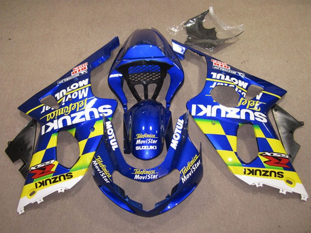 Carenagem Moto GSXR 1000 K1 2000-2002 - Azul Amarelo Telefumica Movistar