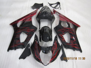 Carenagem Moto GSXR 1000 K3 2003-2004 - Preto Vermelho Chama