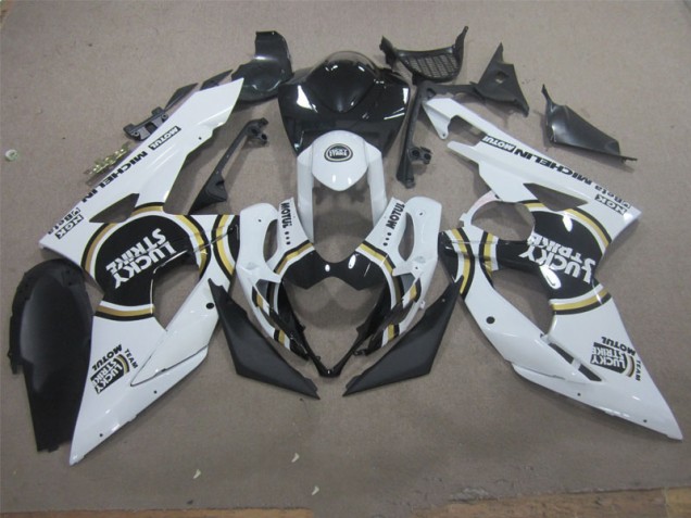 Carenagem Moto GSXR 1000 K5 2005-2006 - Branco Lucky Strike Preto Motul Carenagem Moto GSXR 1000 K5 2005-2006 - Branco Lucky Strike Preto Motul