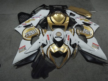Carenagem Moto GSXR 1000 K5 2005-2006 - Branco Ouro Lucky Strike Motul