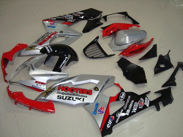 Carenagem Moto GSXR 1000 K5 2005-2006 - Prata & Vermelho