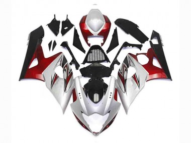 Carenagem Moto GSXR 1000 K5 2005-2006 - Prata Vermelho Preto