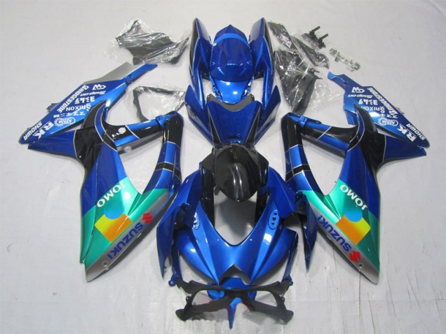 Carenagem Moto GSXR 1000 K7 2007-2008 - Azul Preto Verde Jomo