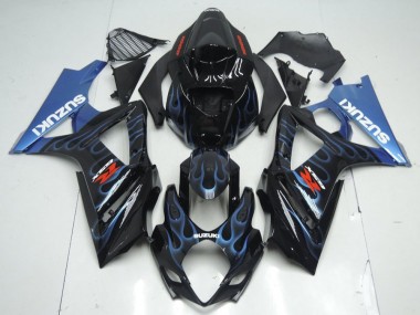 Carenagem Moto GSXR 1000 K7 2007-2008 - Preto Azul Chama