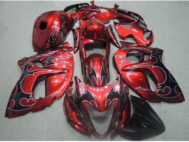 Carenagem Moto GSXR 1300 Hayabusa 1996-2007 - Vermelho & Preto Chama