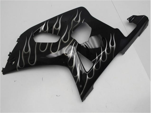 Carenagem Moto GSXR 600 / 750 K1 K2 K3 2001-2003 - Preto Branco Chama