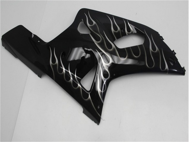 Carenagem Moto GSXR 600 / 750 K1 K2 K3 2001-2003 - Preto Branco Chama