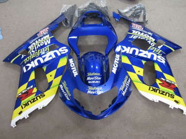 Carenagem Moto GSXR 600 K1 K2 K3 2001-2003 - Azul Amarelo Telefumia Movistar