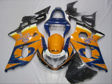 Carenagem Moto GSXR 600 K1 K2 K3 2001-2003 - Azul Laranja Corona Extra