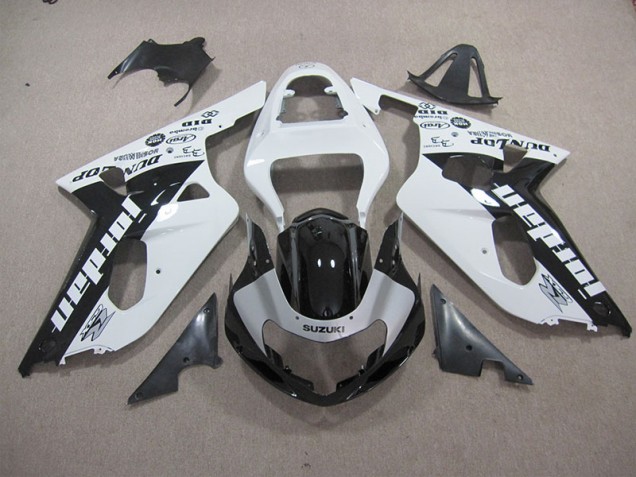 Carenagem Moto GSXR 600 K1 K2 K3 2001-2003 - Branco Preto Carenagem Moto GSXR 600 K1 K2 K3 2001-2003 - Branco Preto