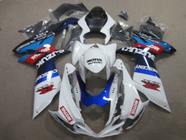 Carenagem Moto GSXR 600 K11 2011-2021 - Branco Azul Motul