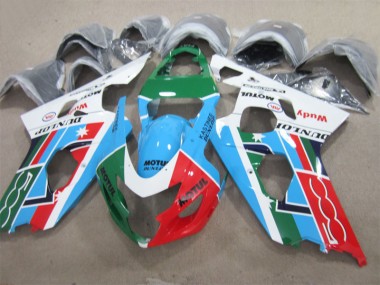 Carenagem Moto GSXR 600 K4 2004-2005 - Azul Verde Vermelho Motul
