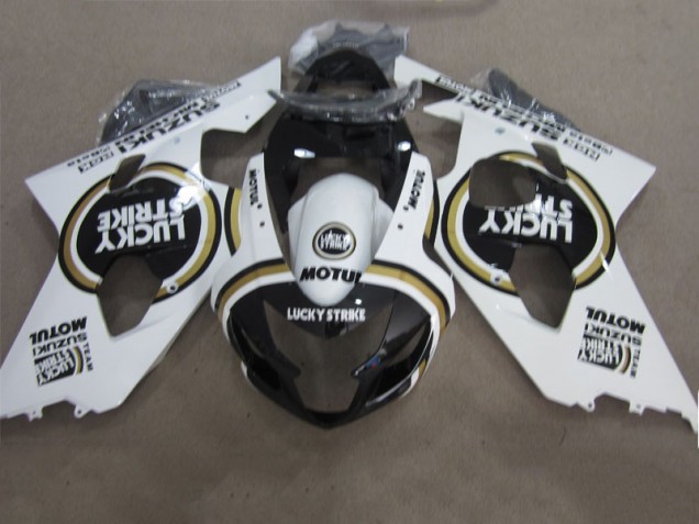 Carenagem Moto GSXR 600 K4 2004-2005 - Preto Branco Lucky Strike Motul