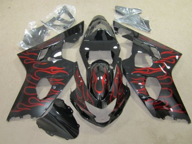 Carenagem Moto GSXR 600 K4 2004-2005 - Preto Vermelho Chama