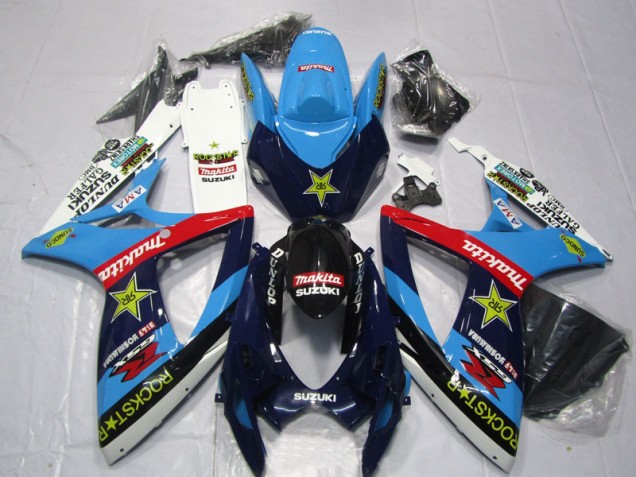 Carenagem Moto GSXR 600 K6 2006-2007 - Azul Branco Rockstar Makita Carenagem Moto GSXR 600 K6 2006-2007 - Azul Branco Rockstar Makita