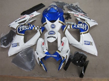Carenagem Moto GSXR 600 K6 2006-2007 - Branco Azul Lucky Strike Motul