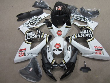 Carenagem Moto GSXR 600 K6 2006-2007 - Preto Branco Lucky Strike Motul