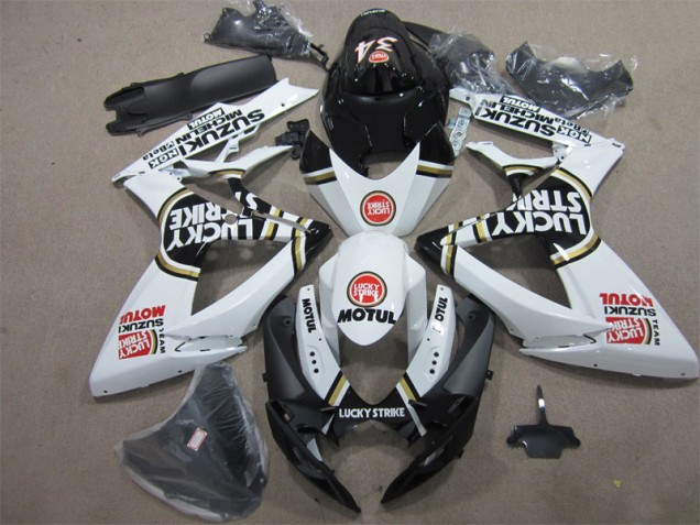 Carenagem Moto GSXR 600 K6 2006-2007 - Preto Branco Lucky Strike Motul