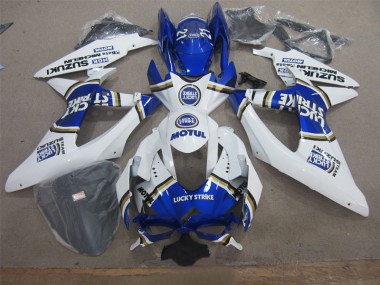 Carenagem Moto GSXR 600 K8 2008-2010 - Branco Lucky Strike Azul Motul