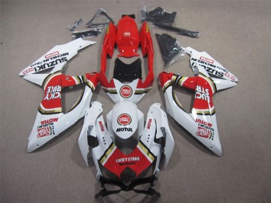 Carenagem Moto GSXR 600 K8 2008-2010 - Branco Lucky Strike Vermelho Motul