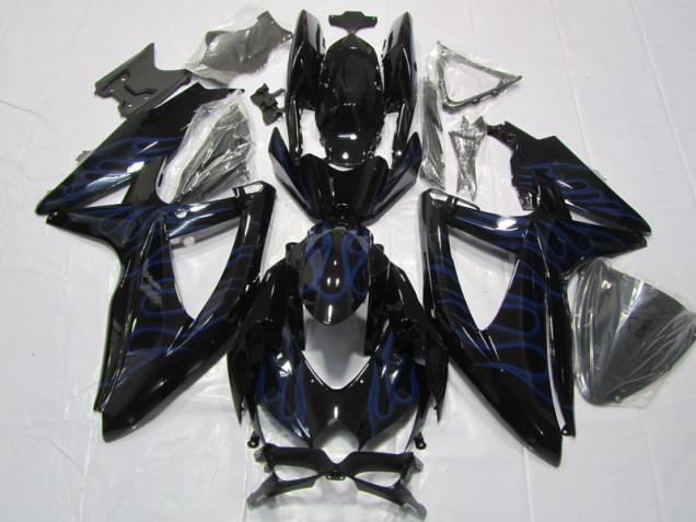 Carenagem Moto GSXR 600 K8 2008-2010 - Preto Azul Chama