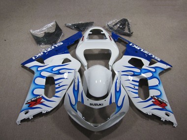 Carenagem Moto GSXR 750 K1 K2 K3 2001-2003 - Branco Azul Chama