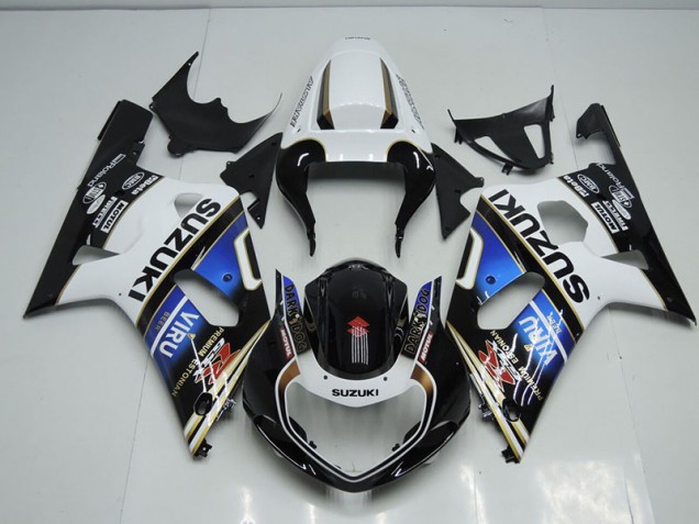 Carenagem Moto GSXR 750 K1 K2 K3 2001-2003 - Preto Branco Azul Viru