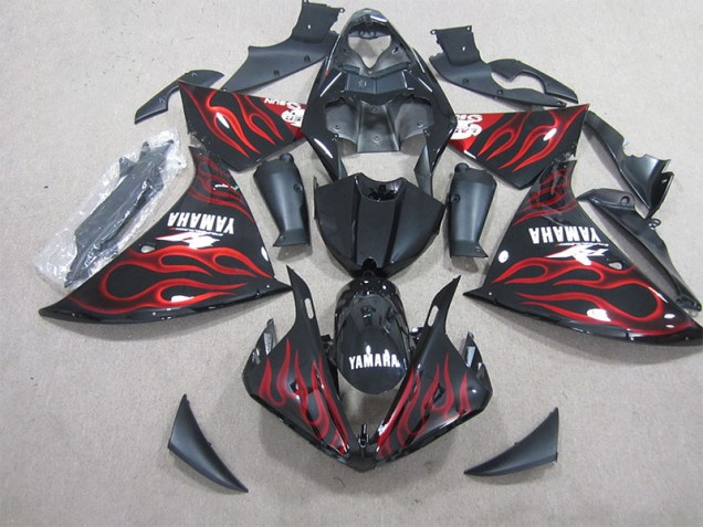 Carenagem Moto R1 2012-2014 - Preto Vermelho Chama Carenagem Moto R1 2012-2014 - Preto Vermelho Chama