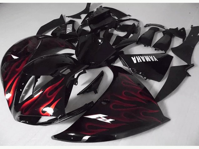 Carenagem Moto R1 2012-2014 - Vermelho Preto Chama Carenagem Moto R1 2012-2014 - Vermelho Preto Chama