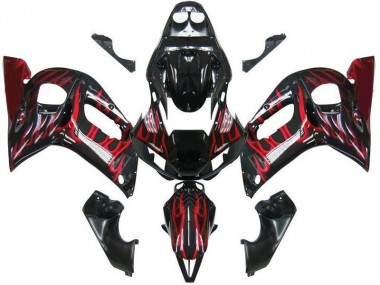 Carenagem Moto R6 1998-2002 - Preto Vermelho Chama