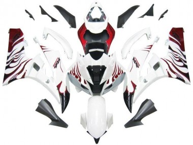 Carenagem Moto R6 2006-2007 - Branco Vermelho Chama