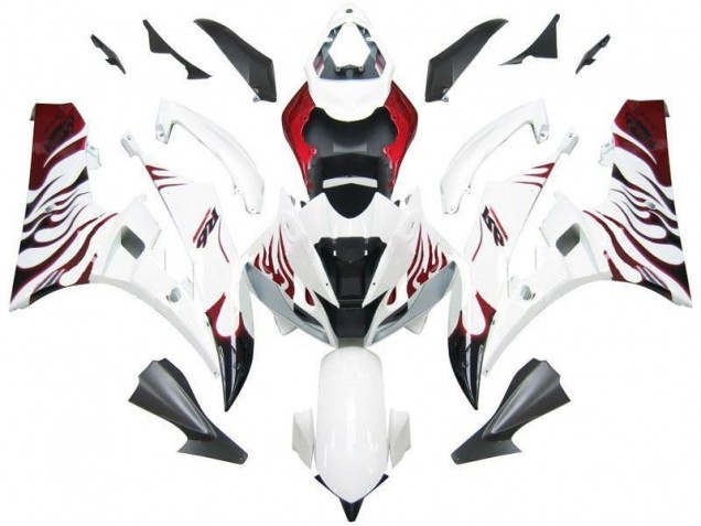 Carenagem Moto R6 2006-2007 - Branco Vermelho Chama Carenagem Moto R6 2006-2007 - Branco Vermelho Chama