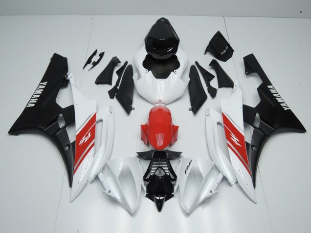 Carenagem Moto R6 2006-2007 - Branco Vermelho & Preto Fosco