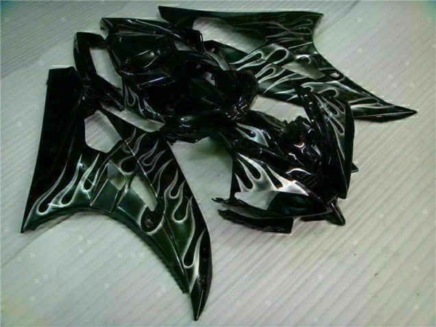 Carenagem Moto R6 2006-2007 - Prata Chama Preto
